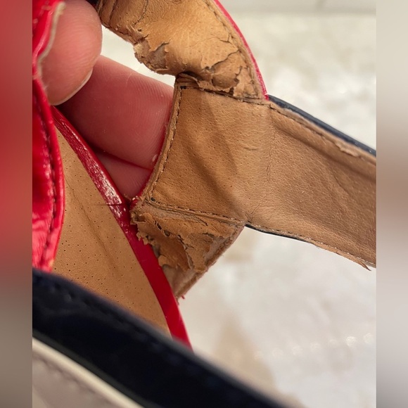 Diva Lounge Patriotic Red White & Blue ankle strap platform high heels Sz 7 - Picture 6 of 9